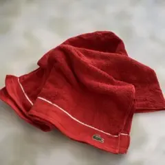 Lacoste 赤いバスタオル ホワイトストライプ付き新品未使用保管品