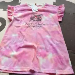 キッズ 半袖ワンピース 110cm ピンク タイダイ柄のサムネイル
