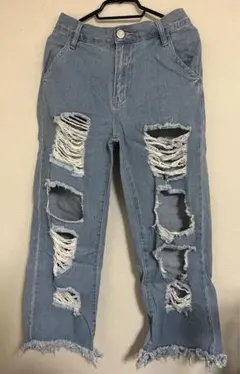 スピンズ ダメージデニムワイド ブルーのサムネイル
