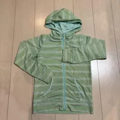 緑色ストライプ ラッシュガード フード付き　140