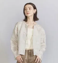 BEAUTY&YOUTH セルロースナイロンエンブロイダリーシャツ