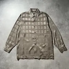 ヴィンテージ 長袖シャツ チェック柄 ベージュ レトロ 古着 デザイン