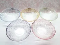 花模様 ガラスボウル 5個セット