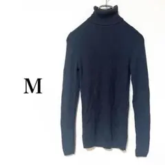 ダークグレー　タートルネックニット　シンプル　定番　インナー　大人カジュアル　M