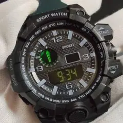 頑丈軽量タフボディ防水多機能スポーツウォッチ（グリーン）のサムネイル