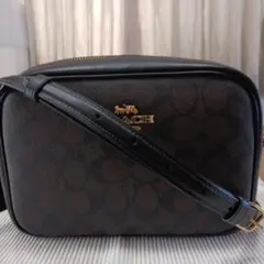 極美品COACH ダークブラウン ショルダーバッグブラック