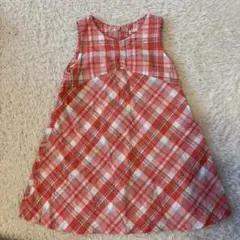 bebe オレンジ系チェック ワンピース 95cm