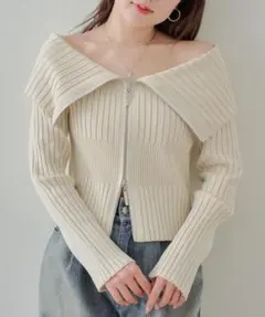 【Chico】 Wジップオフショルジャガードニット 【タグ付き新品未使用】