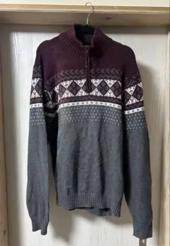 NAUTICA ジッパー付きニットセーター L 古着