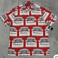 HUF Budweiser ボタンアップシャツ Lレッド/ホワイト