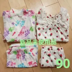 甚平　金魚柄　花柄　ベビー服　いちご柄　セットアップ　2点セット　90センチ