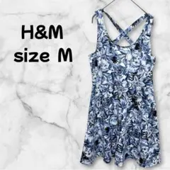 【M-278】 H&M ノースリーブワンピース 花柄 Mサイズ 膝丈 フレア