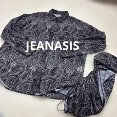 値下げ　ジーナシス　襟付き　ペイズリー柄シャツ　ブラウス　グレー系　シアー