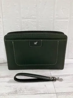 Henry Cotton's ダークグリーン クラッチバッグ