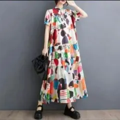 【新品】モード系大きいサイズ　シャツロングワンピース半袖　黒　春夏秋