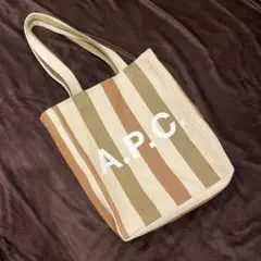 値下げ！A.P.C.ストライプロゴトートバッグ