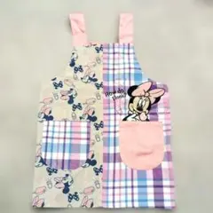 ミニーマウス 子供用エプロン チェック柄