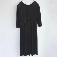 4℃ ベロア ワンピース ブラック ロングワンピース 日本製　綺麗め　上品　光沢のサムネイル