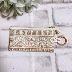 インド刺繍リボン　ポーチ　マルチポーチ　ハンドメイド　ミニポーチ　NO3464