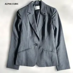 ALPHA CUBIC グレー テーラードジャケット シングルボタン