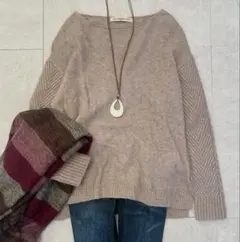 ガリャルダガランテ ケーブル編み 切り替え ニット ウール ボートネック