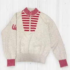 M.Uスポーツ ハーフジップ セーター カシミヤ100% ベージュ L