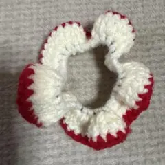 赤と白のフリルシュシュ 手作り