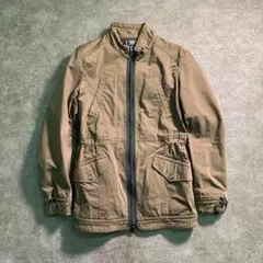 6AS5　ミリタリージャケット スタンドカラー ドローコード カーキ 古着