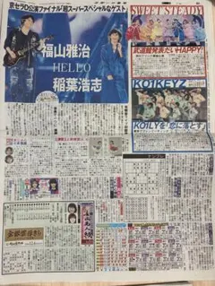 福山雅治 稲葉浩志さんなど　スポーツ報知 2026年8月24日1ページのみ