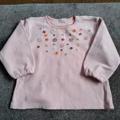 かわいいピンク刺繍長袖トレーナー　95cm 袖口ゴム