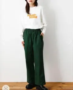 【ロデオクラウンズ】ワイドイージーパンツ チノパン グリーン カジュアル 楽ちん