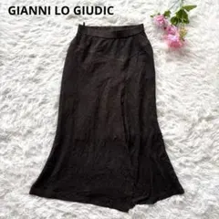 ジャンニロジュディチェ　フレアロングスカート　濃茶【S】美シルエット　綺麗め