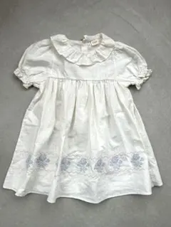 Mon petit bebe 韓国子供服 フリル襟 半袖ワンピース ホワイト