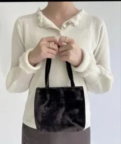 シルク100% hai ベルベットバッグ　エディットフォールル　ブラウン