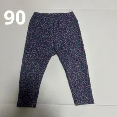 【美品】UNIQLO BABY 花柄　フリースレギンス 90