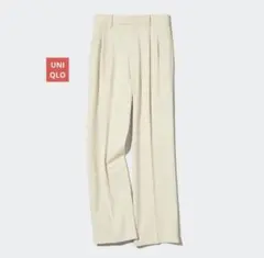 UNIQLO　ユニクロ　タックワイドパンツ　M クリーム　美品