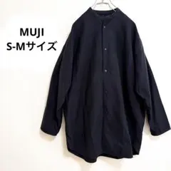 無印良品 綿100% スナップボタン スタンドカラーシャツジャケット 黒 S-M