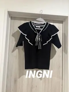 INGNI ボウタイフリル　ニット　黒
