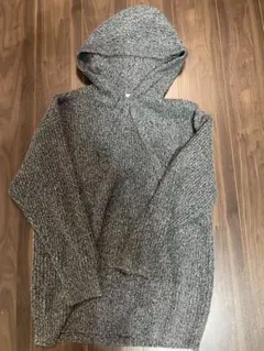 ZARA ワンピース　ニットパーカー　ニットワンピース　グレー