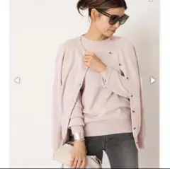 EVERYDAY I LIKE. クルーネックカーディガン　ピンクベージュ
