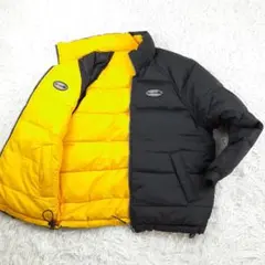 美品◎FIRST DOWN ダウンジャケット 黒 黄色 リバーシブル キッズ