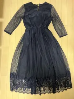 ネイビー 長袖 パーティードレス サイズ12