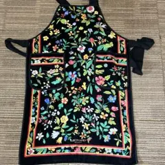新品　LEONARD レオナール　花柄タオルエプロン　ネイビー LEONARD エプロン 花柄 タオル地 - メルカリ