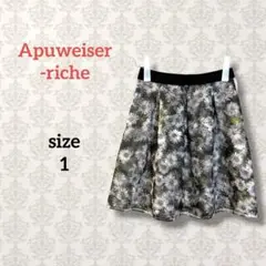 アプワイザーリッシェ【1】花柄シフォンスカート 膝上丈 フェミニン ブラック系