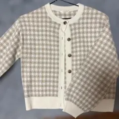 チェック柄ニットカーディガン
