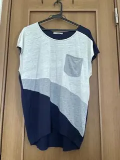 OLIVE des OLIVE 半袖Tシャツ グレー/ネイビー ゆったり