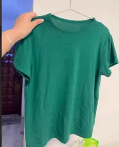 グリーン コットン 半袖Tシャツ