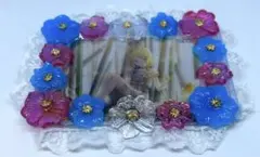 花とレースのトレカケースデコ