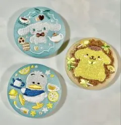 サンリオ　刺繍缶バッチ　3個セット