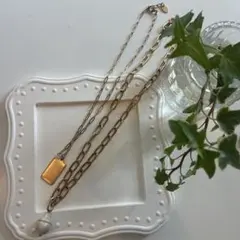 未使用ZARA 2連チェーンネックレス　パール